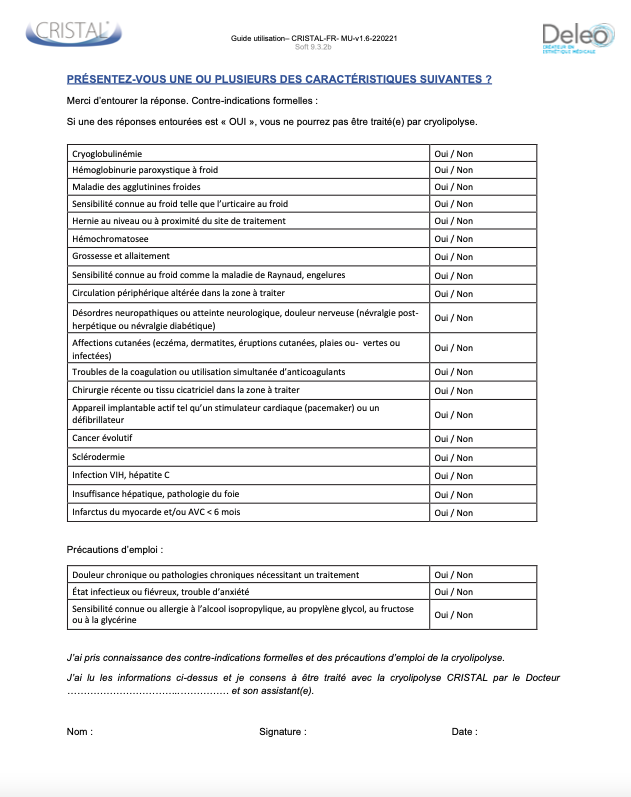 Contre-indications à la cryolipolyse